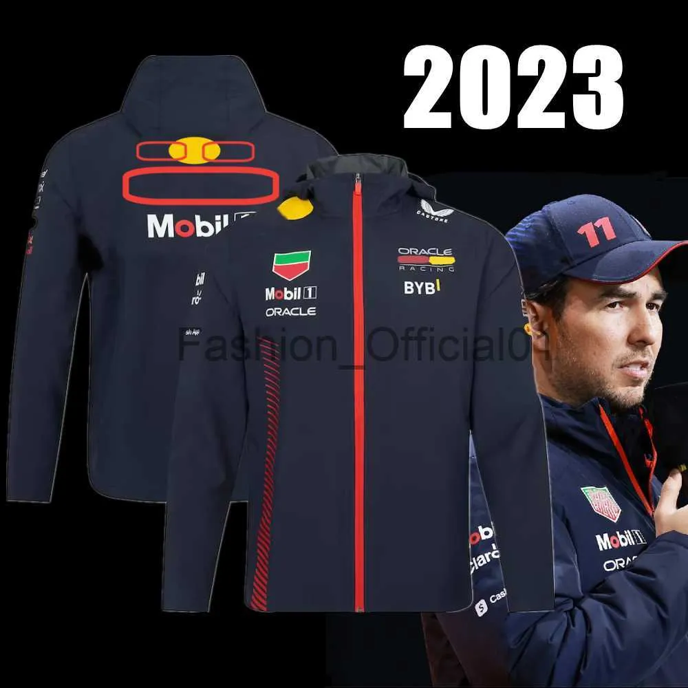 Oracle Red Color Bull Racing 2023 Giacca di squadra F1 Sergio Perez Uniforme Obito di Formula 1 Cappello Moto Jack maschile X0810