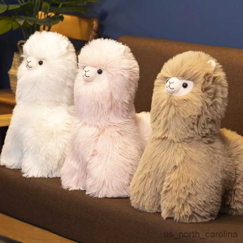 Animaux en peluche en peluche Nouvelle laine alpaca poupée rose rose jouet en peluche a un tissu confortable des choses mignonnes pour fille fourrure à fourrure mignon décor de chambre r230810