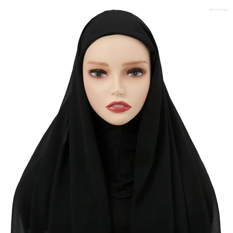 Sjaals Moslim Vrouwen Chiffon Hijab Met Modal Cap Motorkap Instant Pinles Sjaal Hoofddoek Onder Caps Cover Headwrap