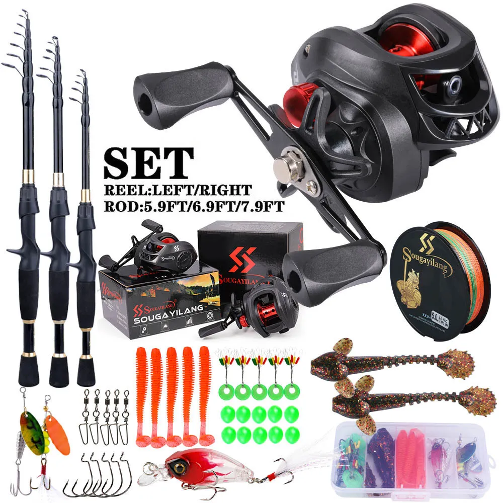 Rod Reel Combo Sougayilang Fishing and Full Kit 1 8 2 4m Telescopic Casting Ultralight 7 2 1 Gear Ratio for Freshwater 230809