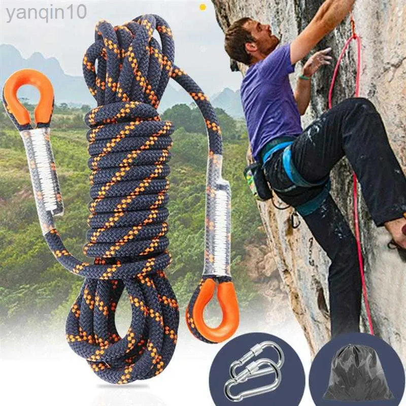 Rockskydd 1 st 8mm tjocklek Tree Rock Climbing Safety Sling Cord Rappelling Rope Equipment för utomhussport (svart och orange 5 meter) HKD230810