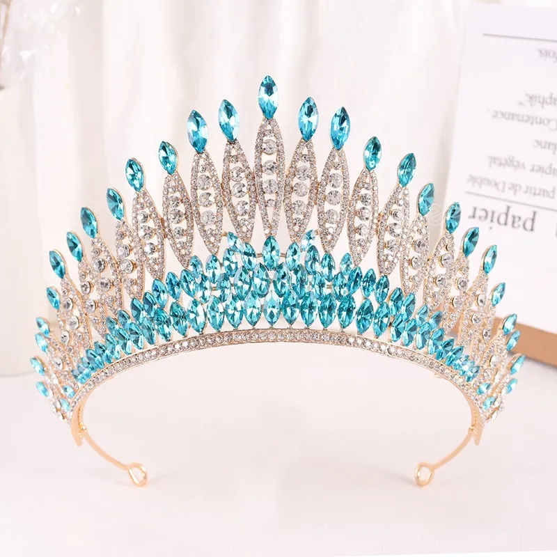 Big Opal Crown Bridal Hair Akcesoria eleganckie kryształowe tiary dziewczęta sukienka ślubna opaski na głowę nakrycia głowy