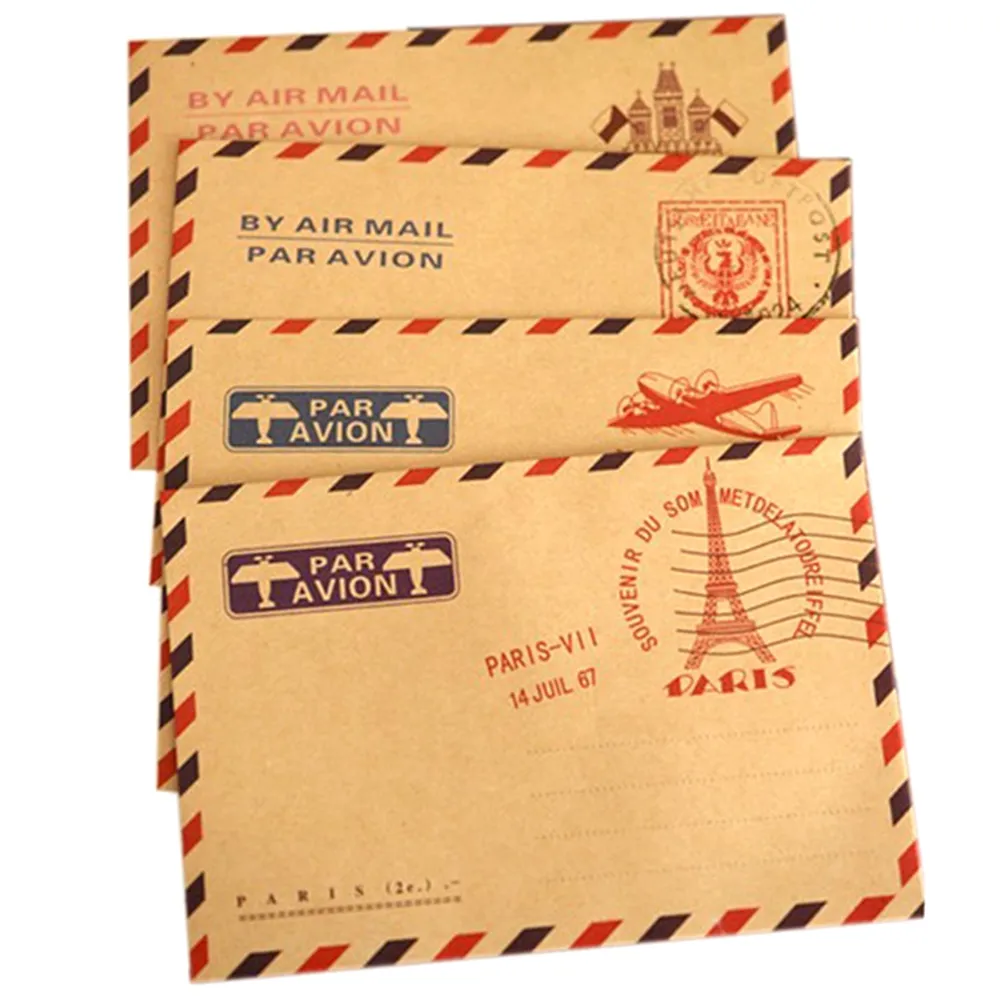 Buste di carta Kraft vintage per inviti aziendali Busta da portafoglio con lettera per cartolina per cancelleria regalo per posta aerea 10 pezzi