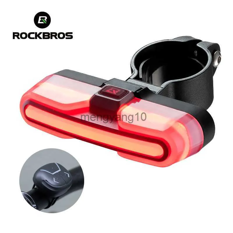 Rower Lights Rockbros Smart Tille Light Type-C ładowanie IPX6 czujnik hamulca Auto Stop Cycling Tailglight Ostrzeżenie Lekkie Akcesoria rowerowe HKD230810