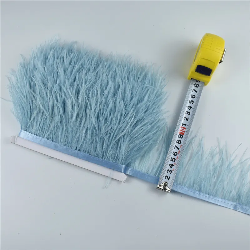 Other Hand Tools 1M 5M 10Meter 8-10CM Light Blue Ostrich feather trims ribbon Skirt DIY Clothing Black White Ostrich feathers For Crafts Plumes 230810