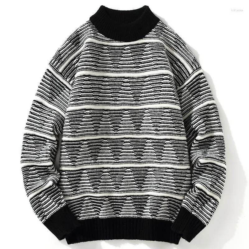 Men's Sweaters Vintage Sweater Men Women Pullover Spring Winter Pull Homme Hiver Homens Oversized Knit Knitwear Stripe Print Pulls