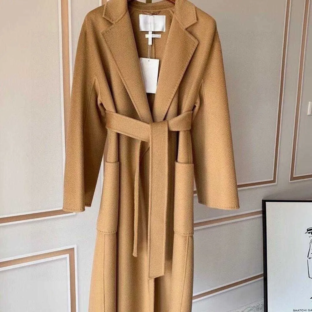 Trendy Woolen Coat Max Designer Double-sided Coat Ins Cashmere Woolen Casual Mid-length Cardigan Jacket Warm Windbreaker Womens Clothing