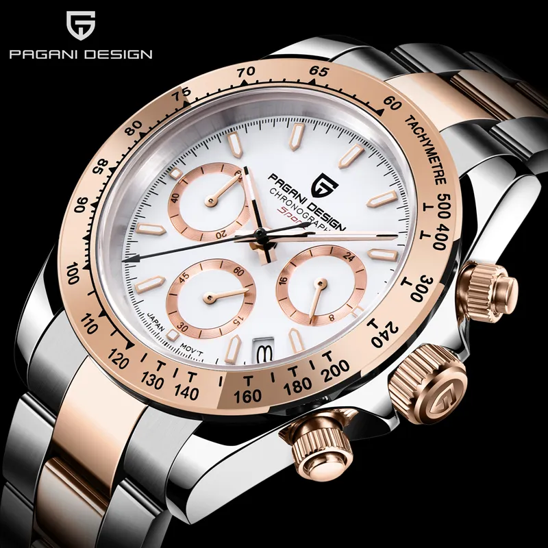 ساعة Wristwatches Pagani Design Men's Watches Top Brand Luxury Mens Quartz Wrist Watch Men Stainless Steel Chronograph Relogio Maschulino 230809