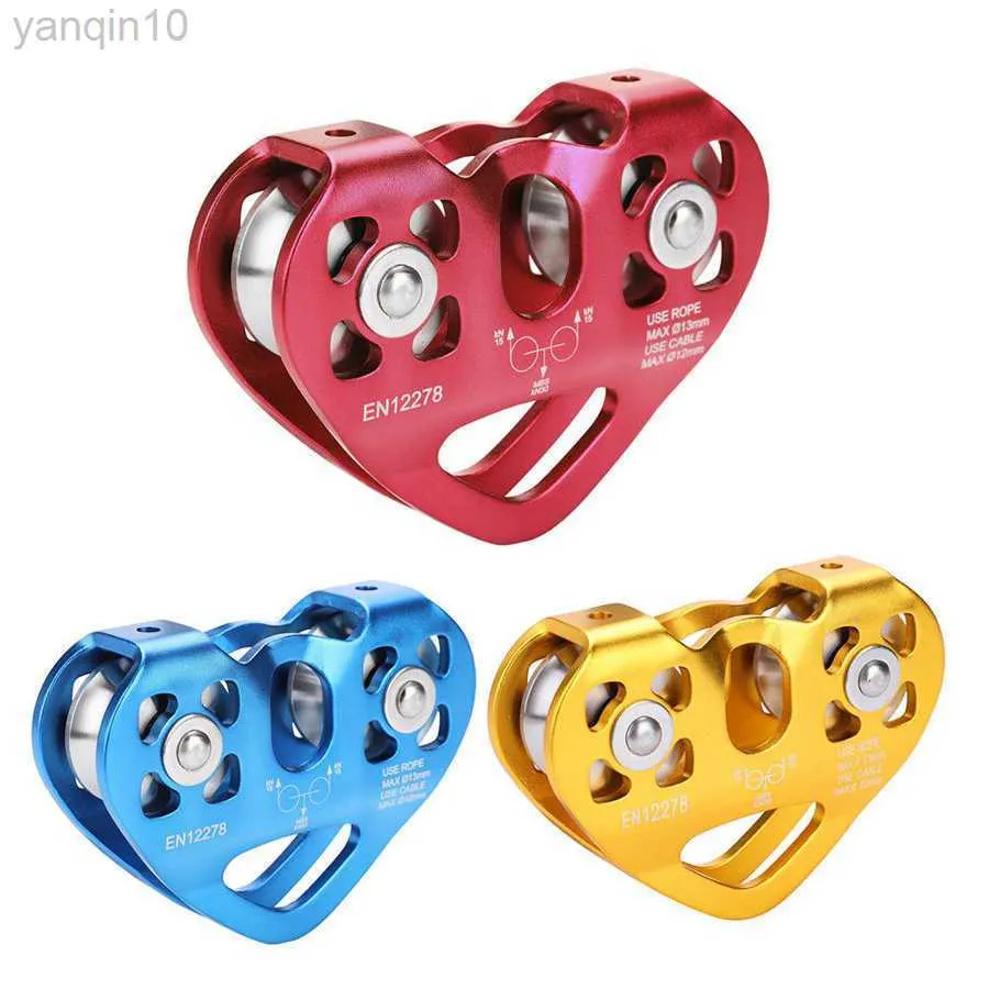 thumbnail image 2 of Gold)30KN Dual Pulley Zip Line Rescue Cable Trolley Outdoor Rock 2 of 13