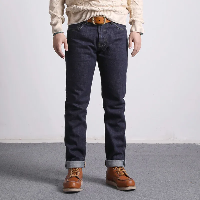 Mens Colored Denim Heavyweight Indigo Jeans With Zipper Fly