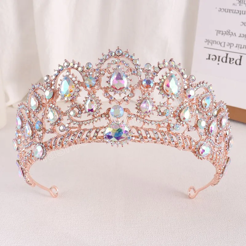 Barock AB Crystal Crown Brudhårtillbehör Nya eleganta strass Tiaras kvinnor flickor bröllopsklänning pannband