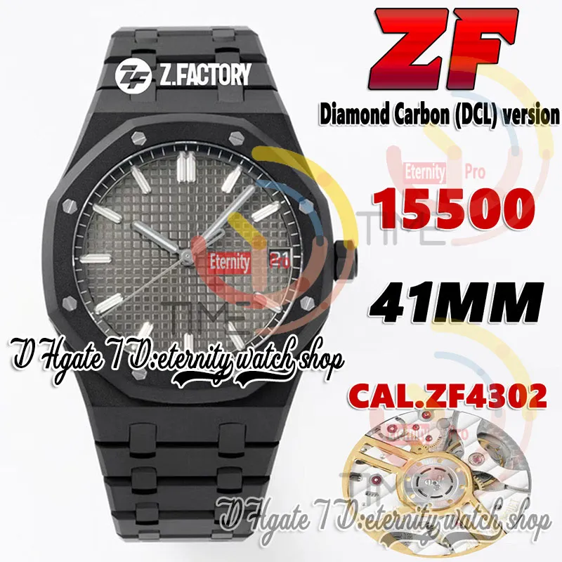 ZF V2 ZFF15500 MENS WATCH CAL.4302 A4302 Automatyczne ultra cienkie 10,4 mm powlekane obudowa DLC Grey Tekstura SS Bransoletka ze stali nierdzewnej 2023 Super wersja Eternity Watches