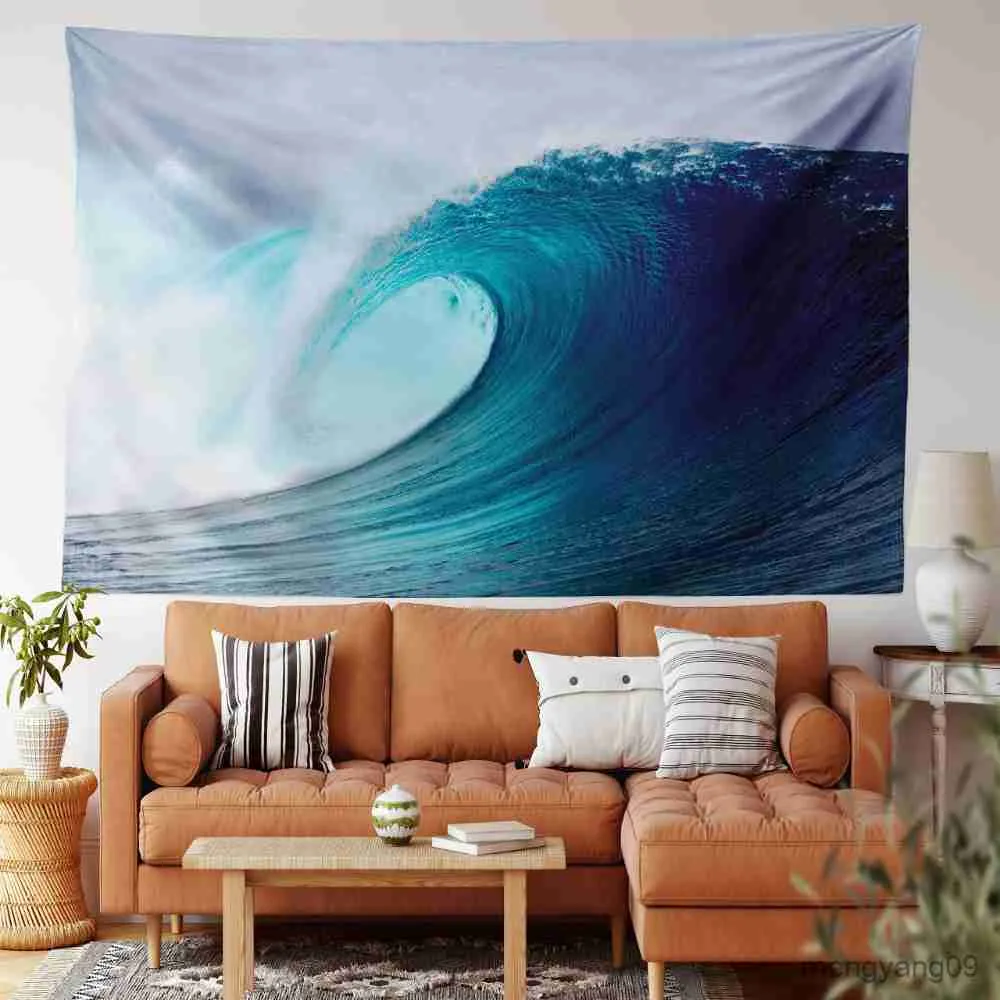 Tapestries wave tapestry ocean waves tema vägg hängande blå havs tapestries hawaii vägg filt tyg hem sovrum vardagsrum sovsal dekor r230810