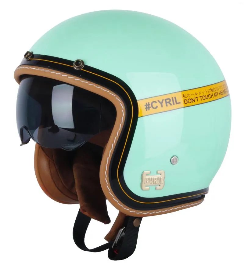 Casques Moto Adulte Open Face Demi Cuir Casque Moto Vintage Moto 3/4