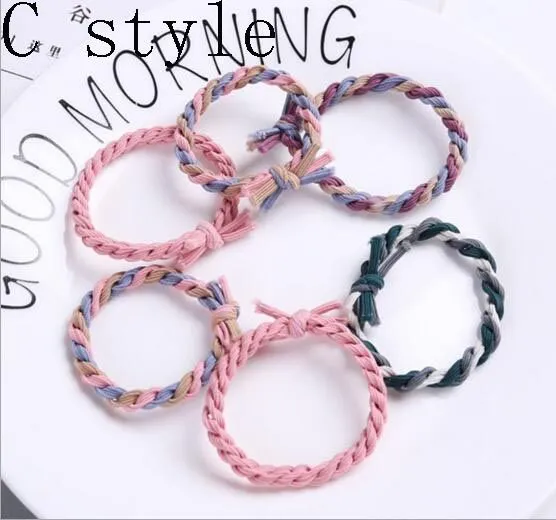 Hair Accessories Cord Gum Hair Tie Girls Elastic Hair Band Ring Rope Candy Color Circle Stretchy Scrunchy Mixed color