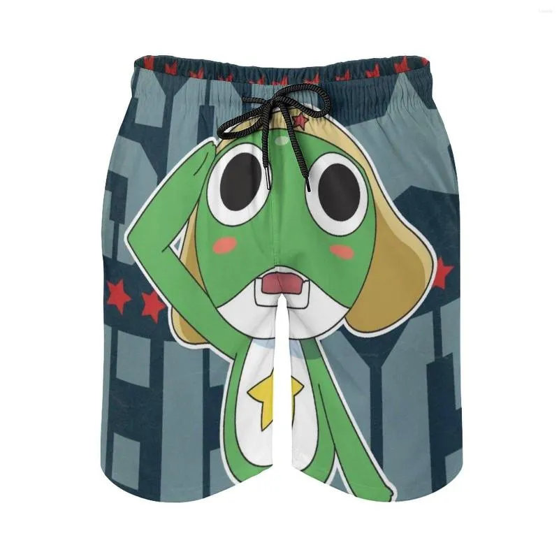 Męskie spodenki Sgt Frog Beach Puch pływające z kieszeniami siatka podszewka surfing sierżant anime kreskówka japońska manga