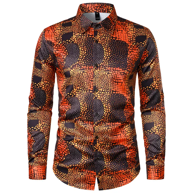 High Quality Mens Fall Dress Shirts With Orange Stripe Print High Quality Mens Fall Dress Shirts With Orange Stripe Print