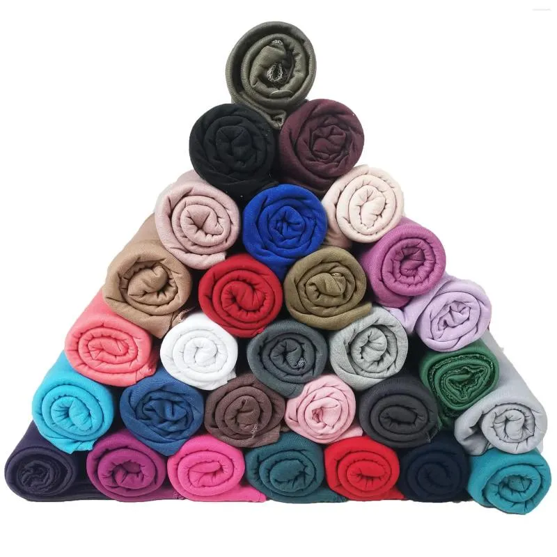 Foulards Premium Coton Mercerisé Hijab Jersey Écharpe 180 80 cm Long Châle Musulman Plaine Doux Turban Tête Wraps Pour Femmes Afrique Bandeau