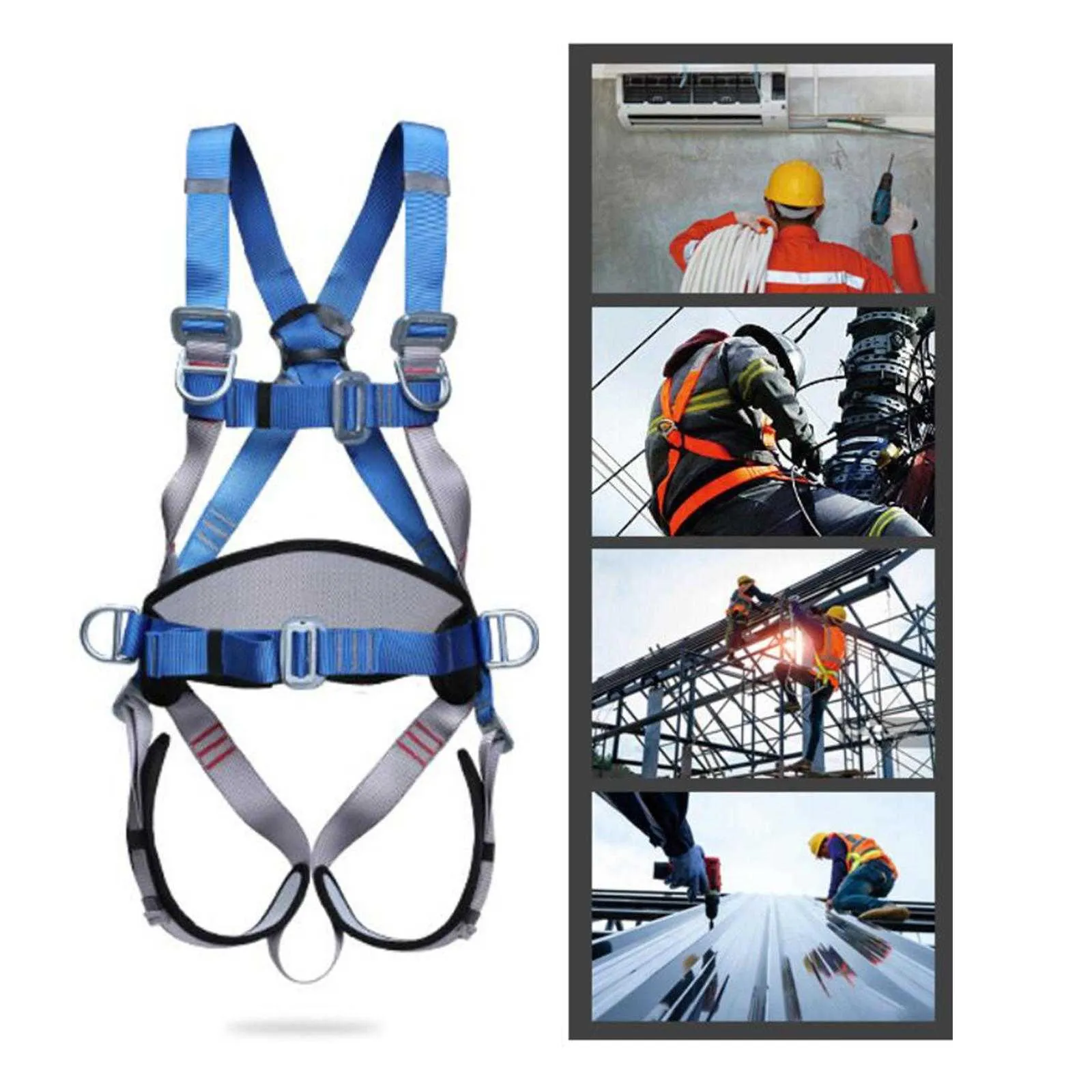 Full Body Climbing Harness Safety Harness Belt Fall Protection for Caving Tree Rappelling Fire Rescuing Outdoor Rock Climbing 