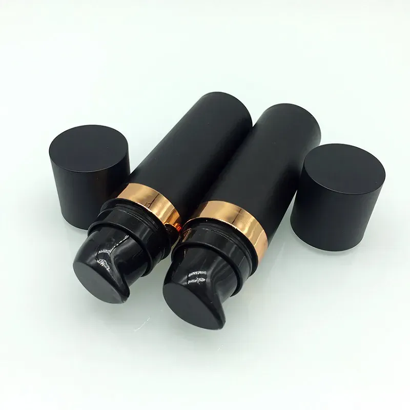 15ml Frosted Black Plastic Airless Pump Bottle Travel Size Refillable Cosmetic Containers for Lotion Eye Cream Essence Facial Cleanser