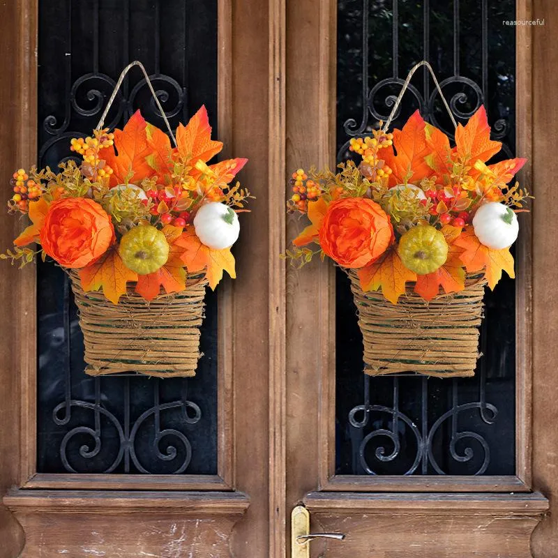 Fleurs décoratives Thanksgiving artificielle citrouille fleur panier guirlande suspendue guirlande porte d'entrée jardin décor à la maison goutte