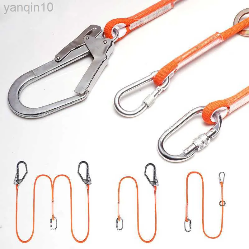 Rock Protection Aerial Work Safety Belt Rope Outdoor Construction Insurance Lanyard Protective Survival Rope Tool with Hook Fall Protection HKD230810
