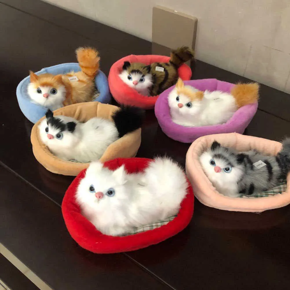 Symulacja pluszu Plush Animals Mini kot urocze pluszowe koty z solidnymi dziećmi prezenty urodzinowe Kreatywne imitacja