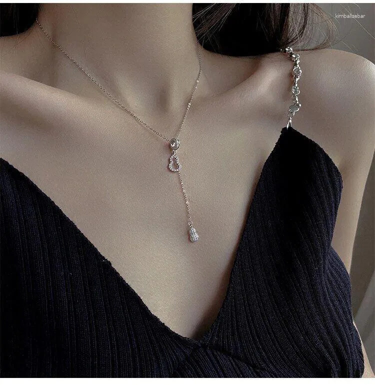 ペンダントネックレスホローゴウドタッセルネックレスFu Lu Excisite Light Luxury FlashingZircon Trendy Chain Calabash