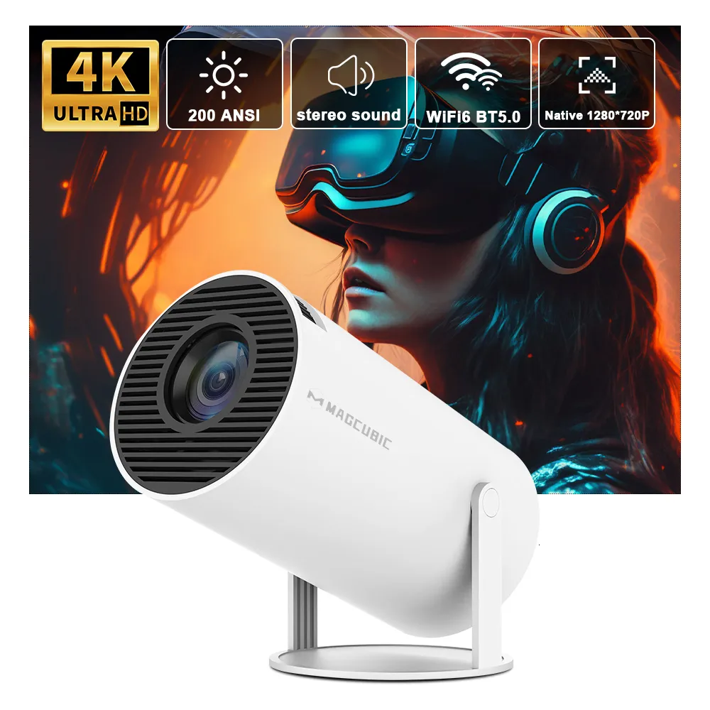 Projectors Transpeed Android 11Projector 1280*720P 4K WiFi6 200ansi Allwinnerh713 180 ° Flexibel BT5.0 Hemma Cinema utomhus bärbar proytor 230809