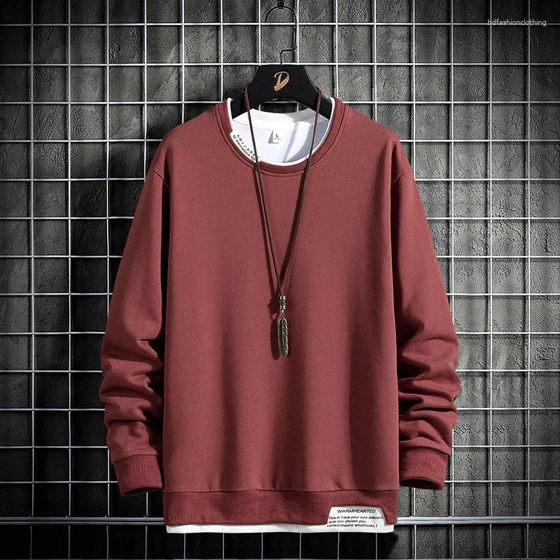 Men's Hoodies Spring Men Casual Solid Color Sweatshirts Pullover O-Neck Nice Mens Hoody Streetwear Loose Harajuku Sweatshirt Tops