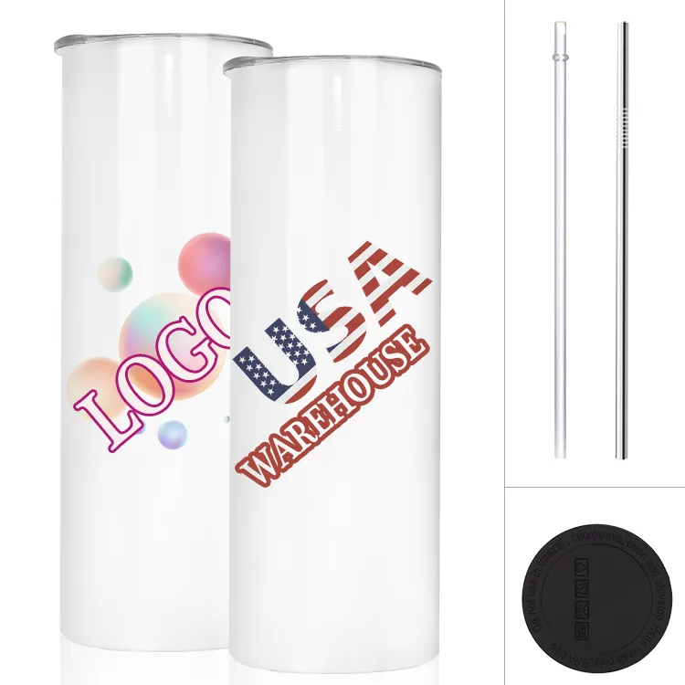 USA/CA 5 Days Delivery 20oz Tumbler Stainless Steel Double Wall Straight Sublimation Blank with Lid 4.23