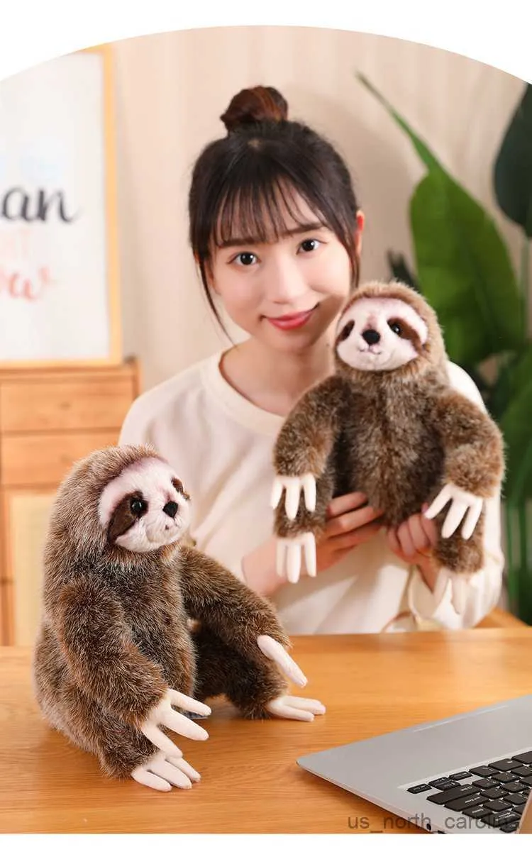 Stuffed Plush Animals 24CM Cute Realistic sloth Plush Stuffed Animal Toy Soft Plush Sloth Children Kids Birthday Gifts Plush Doll R230810