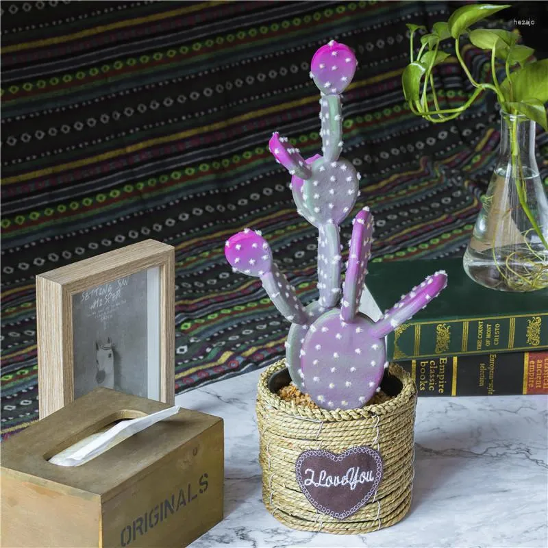 Kwiaty dekoracyjne nCyp nowoczesny 43 cm różowy zielony sztuczny kaktus fałszywy faux pustyni sukulenty rośliny z tkającym kwiatowym dekoracją ogrodu domowego