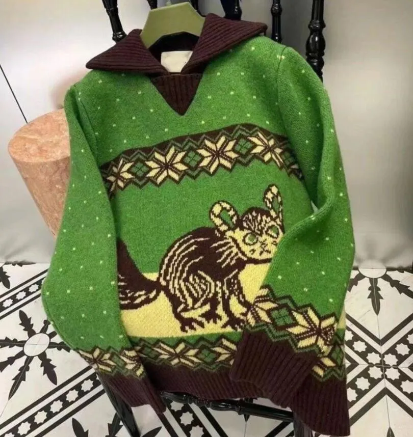 Fashion Hoodie Women's Sweater Knitwear Designer Autumn/Winter New Product Squirrel Pattern Loose Sweater Women's Street Pullover Sweater Top