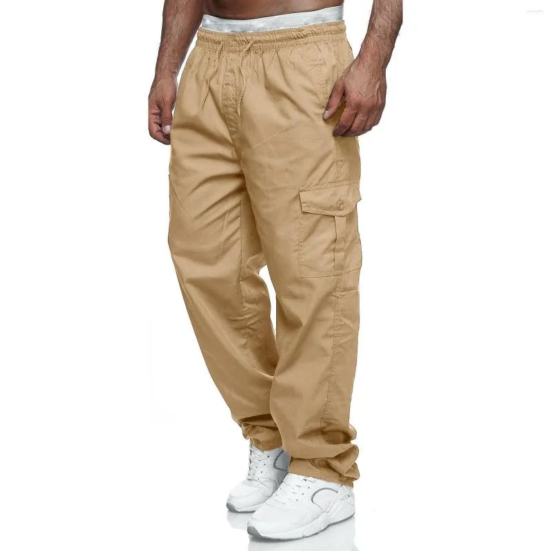 Pantaloni da uomo Casa Camera da letto Maschile Versatile per tutte le stagioni Cargo Pantaloni multitasche con zip sull'orlo Tinta unita Pantaloni da esterno