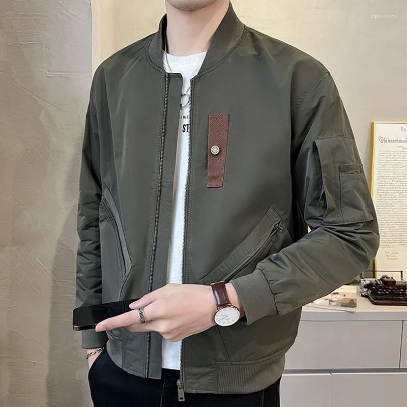 Jaquetas masculinas primavera 2023 cor sólida com estampa de letras casaco de beisebol masculino streetwear japonês bomber