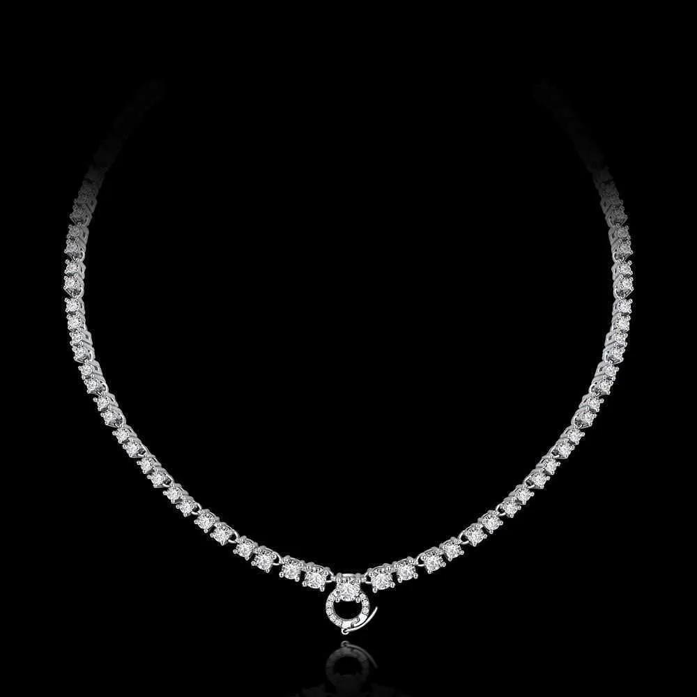 Pendant Necklaces Trendy Moissanite Choker Necklace Real 925 Sterling silver Party Wedding Chain Necklaces For Women Chocker Jewelry Gift