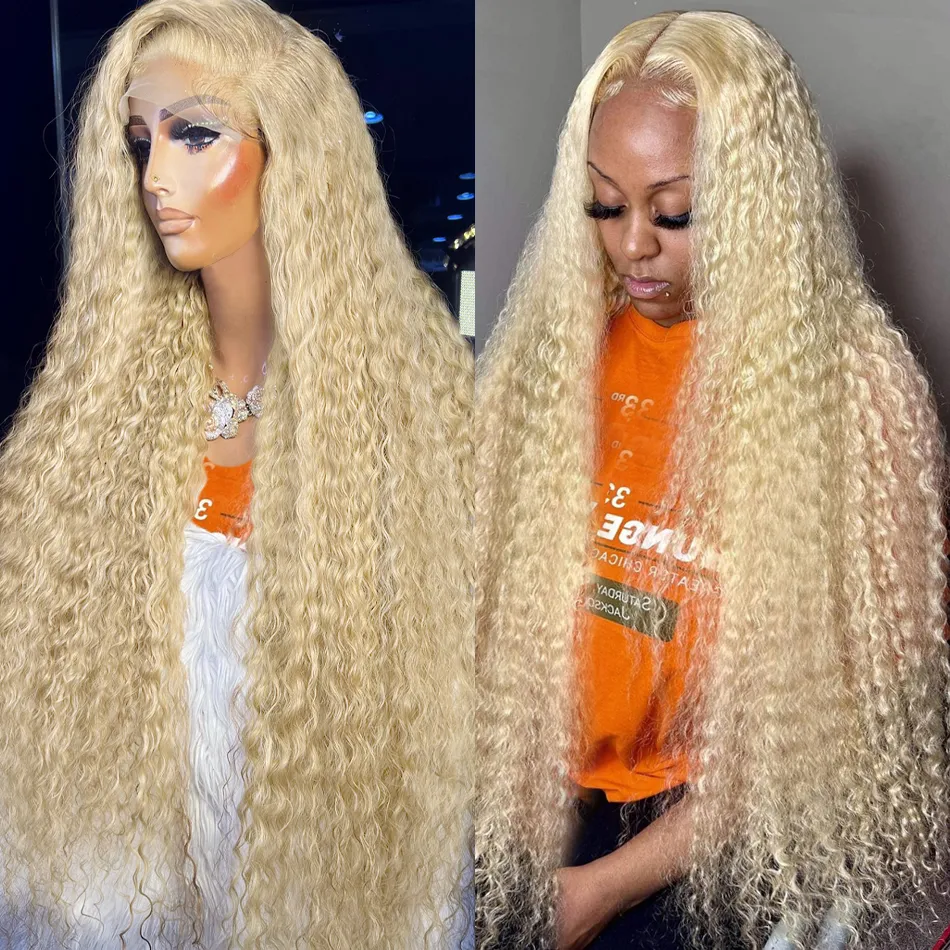 30 40 inch 613 Blonde 13x4 Hd Lace Frontal Wig 13x6 Loose Deep Wave For Black Women Brazilian Curly Front Human Hair Wig
