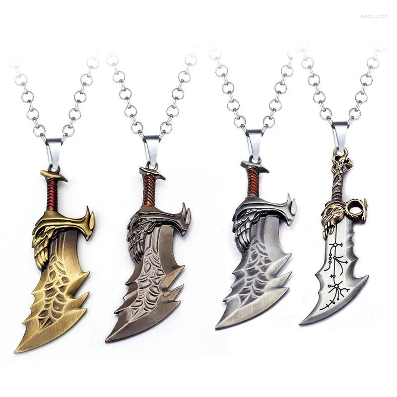 Hänge halsband spel gud av krig halsband svärdblad kaos olympus kratos smycken choker för män souvenir gåva