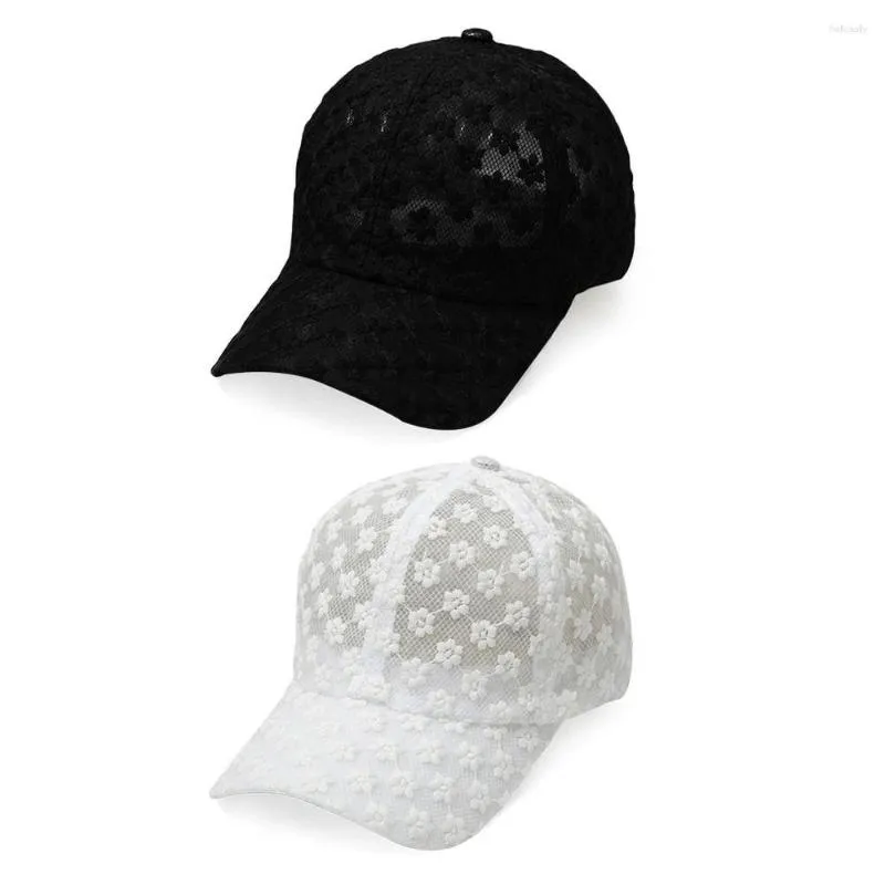 Gorras de béisbol Mujer Encaje Flor Ajustable Transpirable Sombrero para el sol Gorra de béisbol Protector solar Hueco