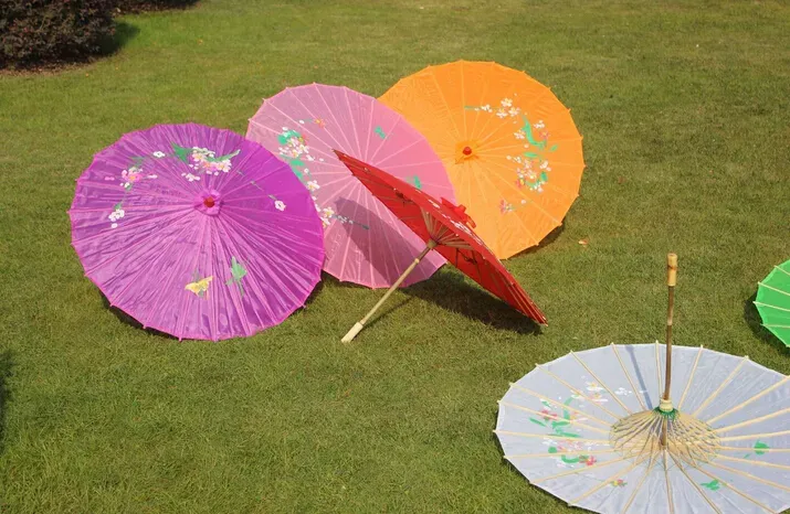 assorted colors with hand-painted flower designs wedding bride umbrella silk parasol factory outlet