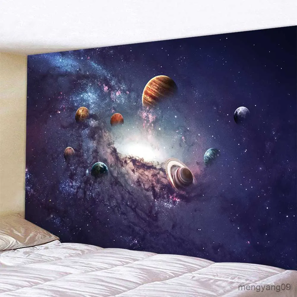 Gobeliny galaxy planeta dekoracja domowa gobelin tło tkanina gobelin hipisowa mata mata z łóżkiem sofę sofę można dostosować R230810