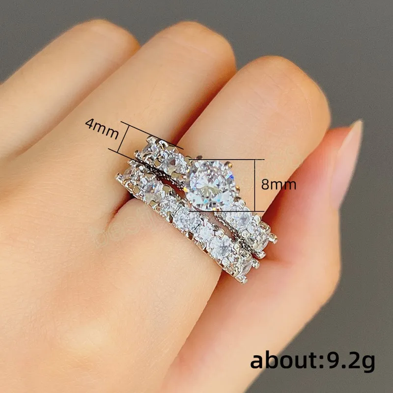 New Trendy Wedding Set Rings For Women Cubic Zirconia Rings Engagement Party Luxury Jewelry