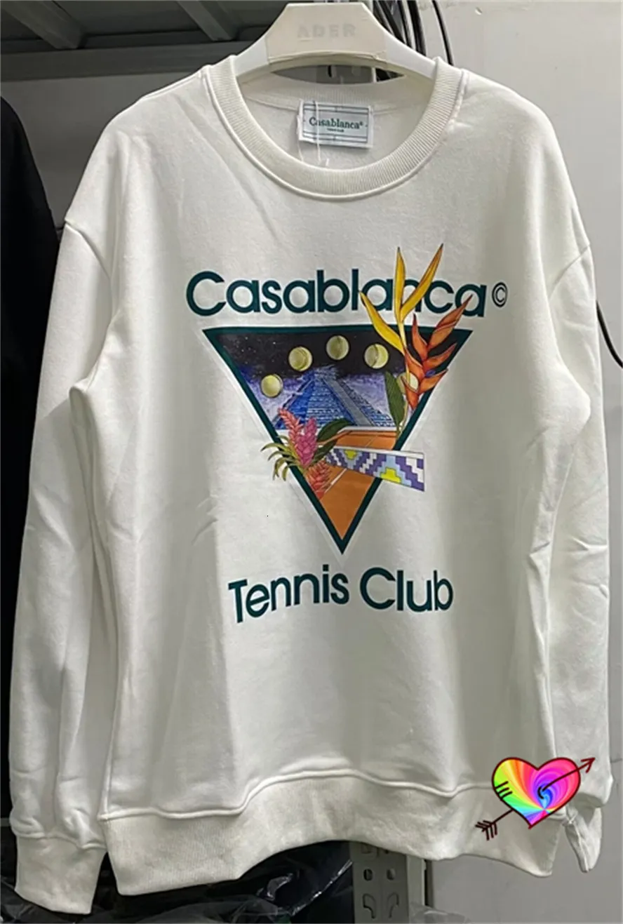 Mens Hoodies Sweatshirts FW Casablanca Mayan Temple Men Women Terry Tennis Club Hoodie Casa Sport Crewneck Long Sleeve 230809