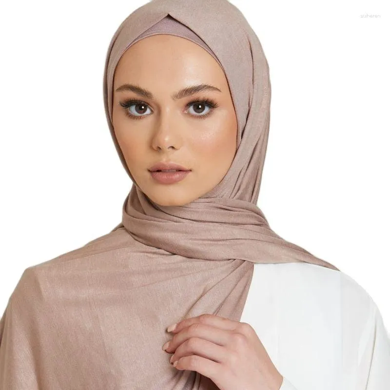 Abbigliamento etnico Jersey di cotone modale Sciarpa hijab da donna Lungo scialle musulmano Pianura morbidi turbanti Foulard avvolge per fasce islamiche 170x60cm