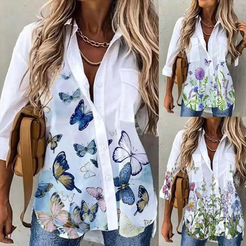 Articoli di tendenza Camicia da donna Camicia Top a maniche lunghe con stampa digitale