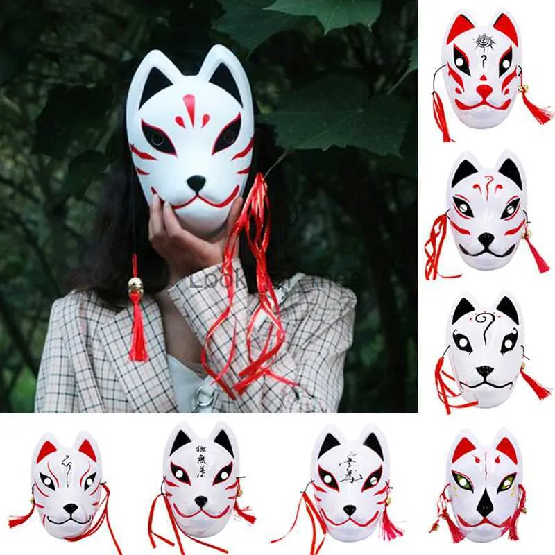 Anime Demon Slayer Fox Mask Japanese Cat Full Face Masquerade Festival Mask Ball Kabuki Kitsune Cosplay Party Photo Prop HKD230810