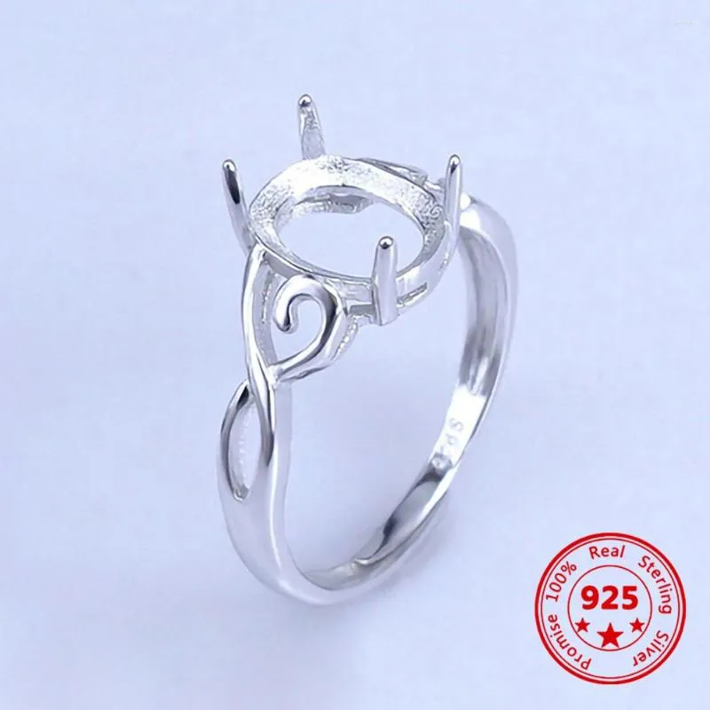 Cluster Rings 925 Sterling Silver Color Adjustable Ring Blanks 8 10mm Oval Cabochon Settings Findings For Jewelry Making