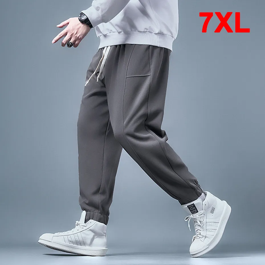 Mensbyxor plus storlek 7xl män joggar mode casual vår höst jogger man elastisk midja byxor stora 230810