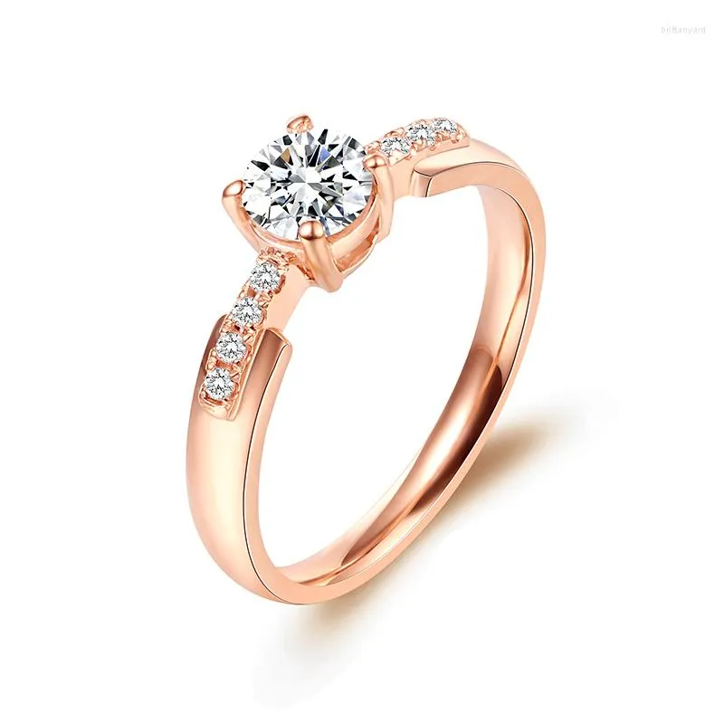 Pierścienie klastra ZhjiaShun Classic 1ct Round Cut Moissanite Diamond 14K 585 Rose White Gold Wedding Pierłod dla kobiet Zespoły zaręczynowe dobrze